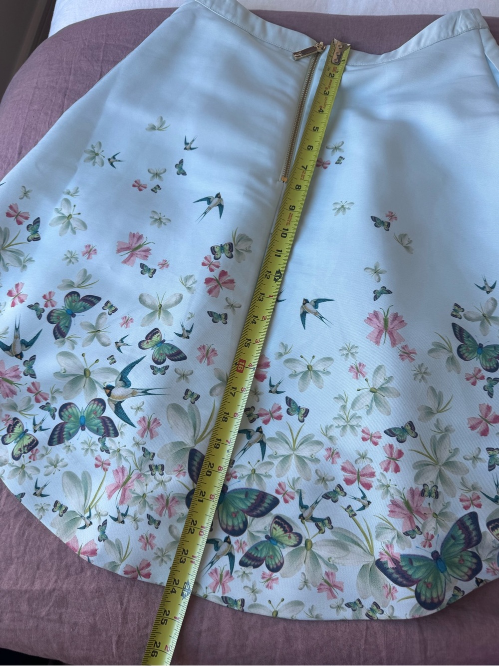 Ted Baker Pale Blue Circle Skirt with Butterfly & Floral Print - Picture 10 of 10